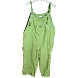 Flax Lime Green Linen Jumpsuit Romper